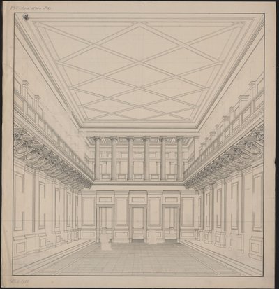 Berlin. Schauspielhaus på Gendarmenmarkt, koncertsal. Udsigt af Karl Friedrich Schinkel