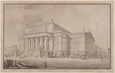 Berlin. Schauspielhaus på Gendarmenmarkt. Perspektivisk udsigt af Karl Friedrich Schinkel