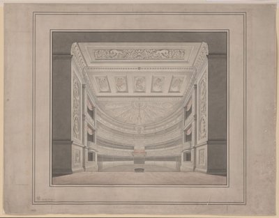 Berlin. Schauspielhaus på Gendarmenmarkt, tilskuerpladsen af Karl Friedrich Schinkel