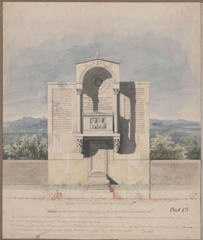 Bonn. Udkast til gravmonumentet for Barthold Georg Niebuhr med ægteparrets reliefportræt af Karl Friedrich Schinkel