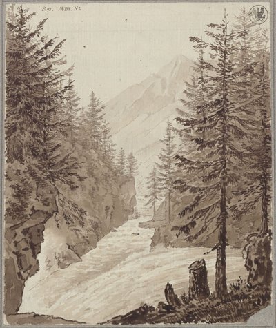 Klamm-passet med Gasteiner Ache nær Lend i Salzburg-regionen af Karl Friedrich Schinkel