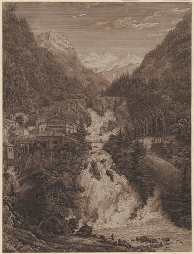 Vandfaldet ved Wildbad Gastein af Karl Friedrich Schinkel
