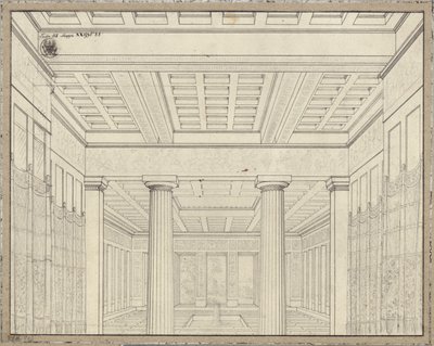 Dido. Opera af Bernhard Klein. Udkast til den 3. dekoration. Kammer i paladset af Karl Friedrich Schinkel