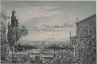 En fyrstes residens. Fyrsteparrets private have med udsigt over byen og havet af Karl Friedrich Schinkel