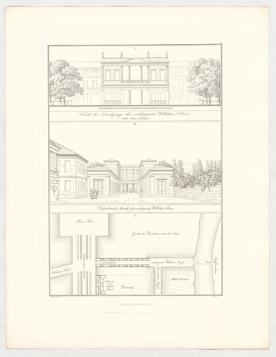 Den forlængede Wilhelmstraße, blad 19 i serien «Samling af arkitektoniske udkast» af Karl Friedrich Schinkel