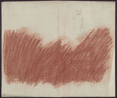 Flächiger Auftrag von Rötel zum Durchzeichnen der Darstellung auf recto af Karl Friedrich Schinkel