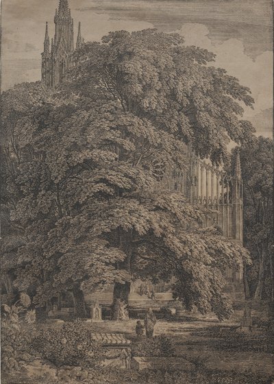 Gotisk kirke blandt Oaks af Karl Friedrich Schinkel