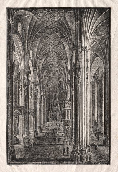 Interiør af St. Stephens katedral i Wien af Karl Friedrich Schinkel