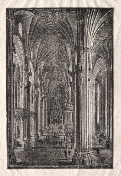 Interiør af St. Stephens Cathedral i Wien, ca. 1810. af Karl Friedrich Schinkel