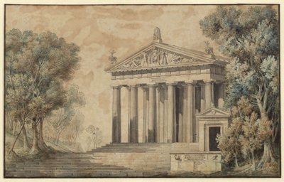 Ifigenia på Tauris. Skuespil af Johann Wolfgang von Goethe. Udkast til en dekoration. Dianas tempel af Karl Friedrich Schinkel