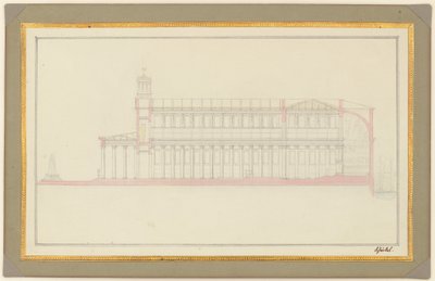Længdesnit af en katedral for Berlin af Karl Friedrich Schinkel