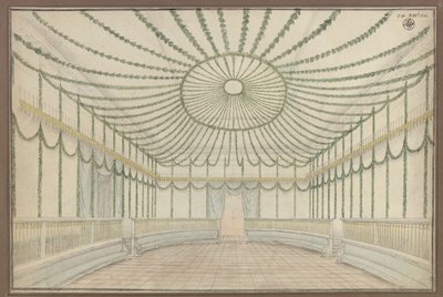Merseburg. Slot. Udkast til udsmykning af en sal i anledning af hyldestfestlighederne for Frederik Vilhelm III af Preussen af Karl Friedrich Schinkel