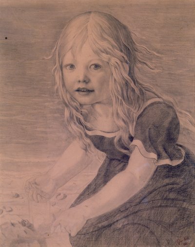 Portræt af kunstnerens datter, Marie, ved kysten af Karl Friedrich Schinkel