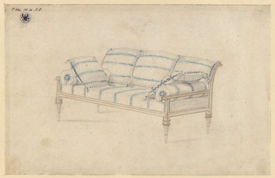Potsdam-Sanssouci. Charlottenhof Slot. Sofa af Karl Friedrich Schinkel