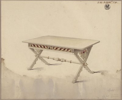 Potsdam. Babelsberg Slot (?). Udkast til et skråt bord af Karl Friedrich Schinkel