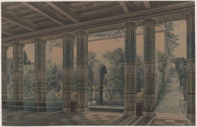Orianda Slot på Krim. Antikt udkast. Modtagelseshall, kejserhave af Karl Friedrich Schinkel