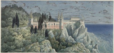 Orianda Slot på Krim. Moskovitisk udkast. Udsigt af Karl Friedrich Schinkel