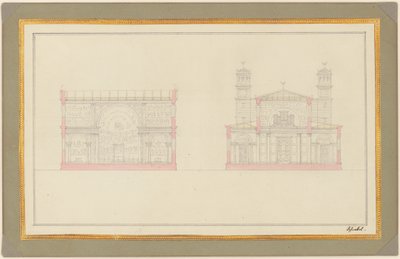 Udsnit af krydset og vestenden af en katedral for Berlin af Karl Friedrich Schinkel