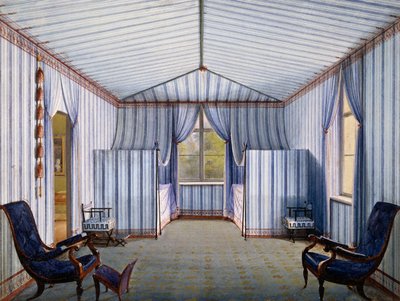 Teltværelse i Charlottenhof Palace, efter 1830, akvarel af Karl Friedrich Schinkel (1781-1841) af Karl Friedrich Schinkel