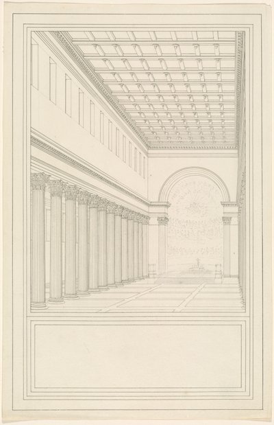 Skibet og Apsis, uden tværskib, af en katedral for Berlin af Karl Friedrich Schinkel