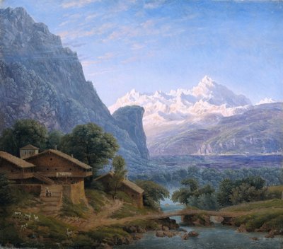Udsigt over Mont Blanc - Karl Friedrich Schinkel (1781-1841). Olie på lærred af Karl Friedrich Schinkel