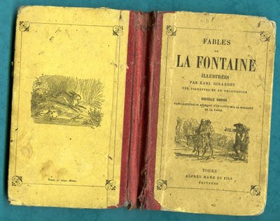 Omslag til en bog med Fables de la Fontaine illustreret af Karl Girardet, Mame in Tours af Karl Girardet