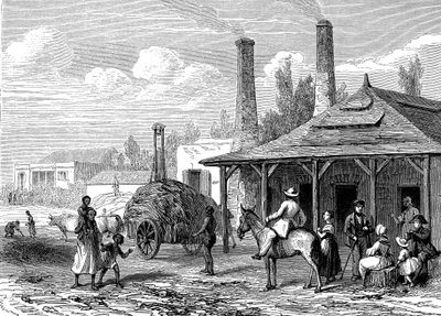 Sokeritehdas Mauritiuksella vuonna 1863. Le T du Monde Paris 1863 Kustantaja af Karl Girardet
