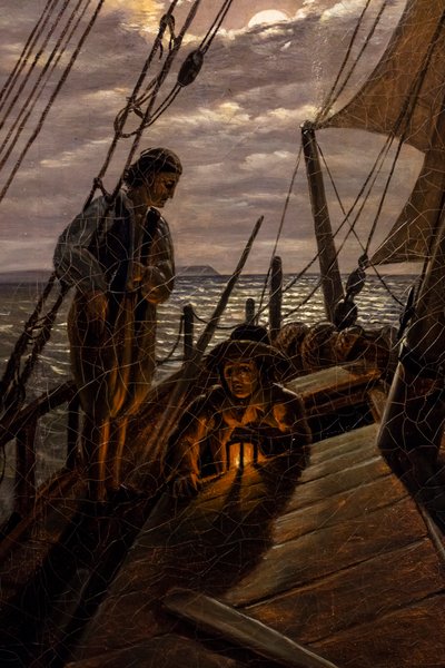 Sejlbåd, detalje, efter 1820 (Olie på lærred) af Karl Gustav Carus