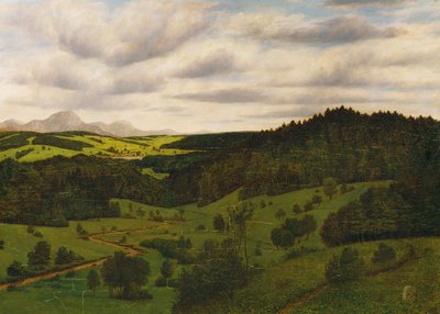 Øvre bayerske landskab nær Schliersee med Wendelstein af Karl Haider