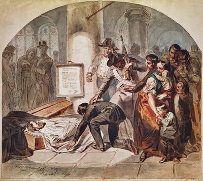 Begravelse af den demokratiske Robert Blum skyder i oktober 1848 i Wien af Karl Hermann Schmolze