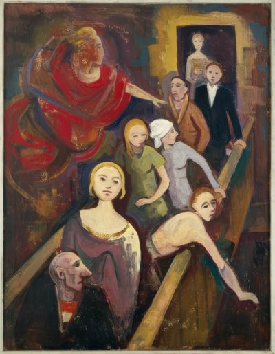 På trappen med engel af Karl Hofer