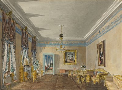 Salon i Prinsesse Anna Gagarinas Hus i Petersborg, 1799 af Karl Ivanovich Kolmann