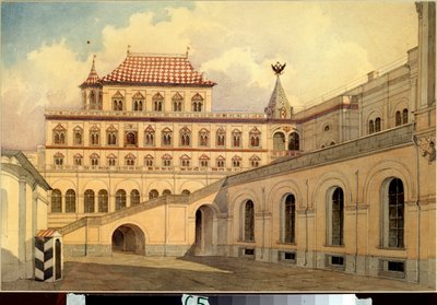 Terem-paladset i Kreml i Moskva - Terem-paladset i Kreml i Moskva - Værk af Karl Ivanovich Rabus (1800-1857), akvarel på papir, ca. 1830-1840 - russisk kunst af Karl Ivanovich Rabus