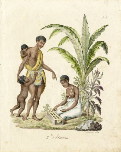 Afrikansk familie (print) af Karl Joseph Brodtmann