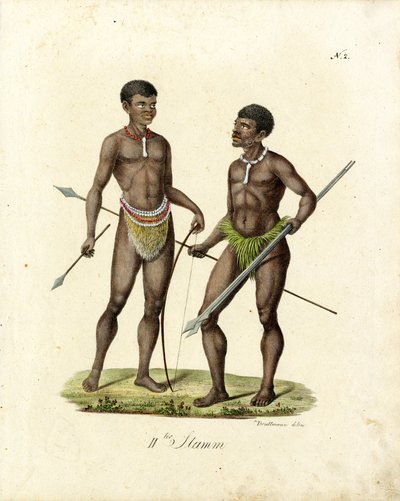 Afrikanske krigere (print) af Karl Joseph Brodtmann