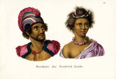 Folk fra Hawaii, 1824 af Karl Joseph Brodtmann