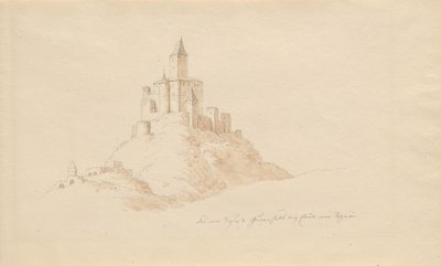 Det gamle Gutenfels Slot nær Kaub ved Rhinen af Karl Julius Von Leypold