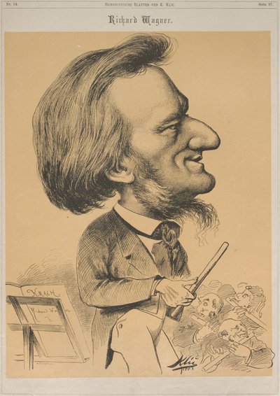 Richard Wagner ved dirigentens skrivebord, 1873. af Karl Klic