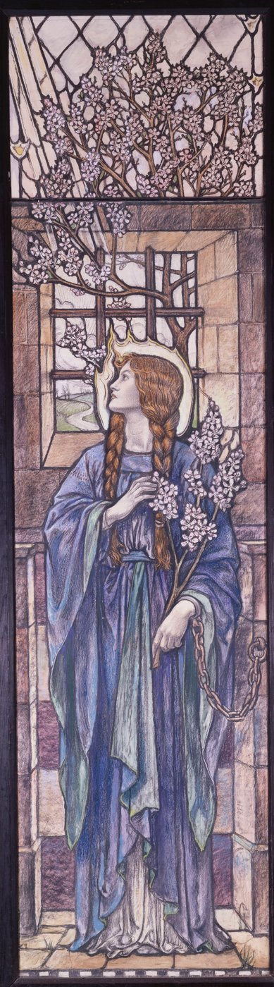 Hope: Design til farvet glas i All Saints Church, Eastchurch, Isle of Sheppey, ca. 1912 (sort og farvet kridt, akvarel og kropsfarve) af Karl Parsons