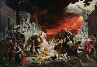 Ødelæggelsen af Pompeji i 79 e.Kr. (farve litho) af Karl Pavlovich (after) Bryullov