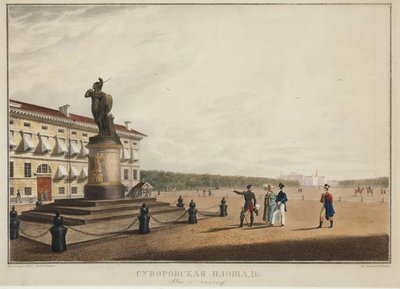 Suvorov (Souvorov) pladsen i Sankt Petersborg - Karl Petrovich Beggrov (1799-1875). Litografi, akvarel af Karl Pavlovich Beggrov