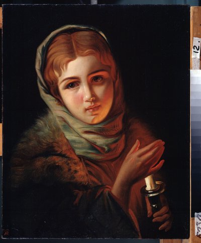 ""Udnævnelsen missede"" Ung pige fra arbejderklassebaggrund med et skuffet udtryk. Maleri af Pavel Alexandrovich Briullov (Bryullov) (1840-1914) Statens Kunstmuseum, Irkutsk af Karl Pavlovich Bryullov