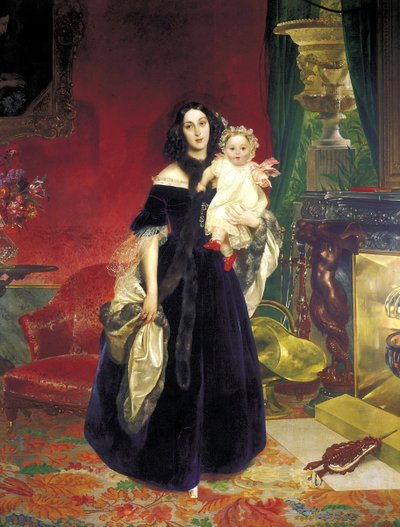 Maria Arkadyevna Stolypina Beck 1819-1889 med sin datter, 1840. af Karl Pavlovich Bryullov