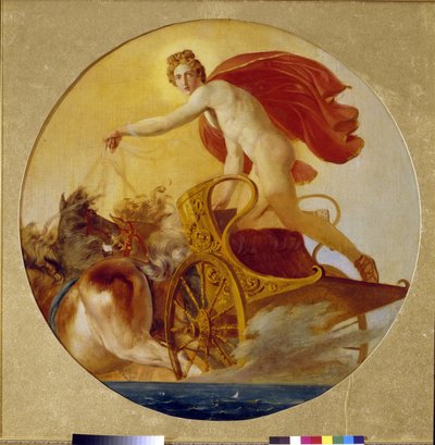 Phoebus kører Solens vogn (Phoebus Driving the Horses Of The Sun). Maleri af Karl Pavlovich Briullov (Bryullov) (1499-1852), olie på lærred. 1800-tallet russisk kunst, romantik. Det russiske statsmuseum, Sankt Petersborg. af Karl Pavlovich Bryullov