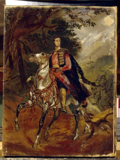 Portræt af grev Anatole Nikolaievich Demidov (Demidoff), første prins af San Donato (1812-1870). Maleri af Karl Pavlovich Briullov (Bryullov) (1799-1852), olie på lærred, ca. 1831. Russisk kunst af Karl Pavlovich Bryullov