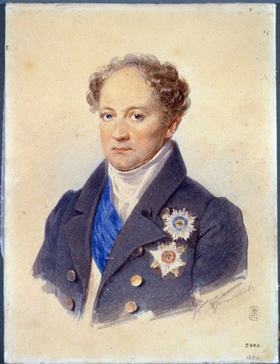 Portræt af prins Alexander Nicolaievich Golitsyn (1773-1844). Værk af Karl Pavlovich Briullov (Bryullov) (1799-1852), akvarel på papir, ca. 1830. Russisk kunst af Karl Pavlovich Bryullov
