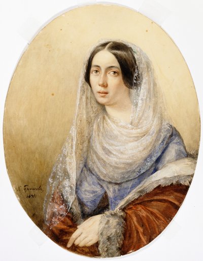 Portræt af en ung Dame, 1841. af Karl Pavlovich Bryullov