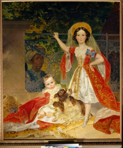 Portraits des enfants du Prince Volkonski (Portræt af børn af Prince Volkonsky) - Olie på lærred af Karl Pavlovich Bryullov (Bryullov) (1799-1852) af Karl Pavlovich Bryullov