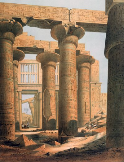 Interiørbillede af hallen i Karnak