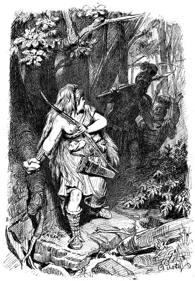 En germansk jomfru forfulgt af romerne, c1880-1882 af Karl Theodor von Piloty